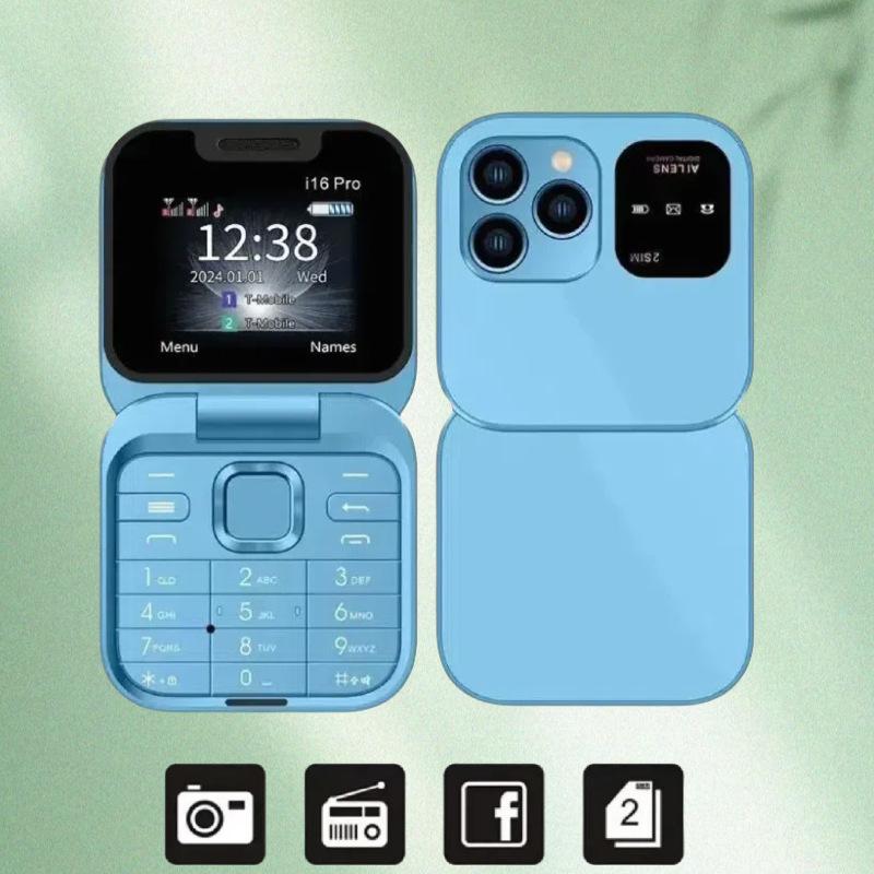 I16 Pro Две SIM-карты Двойной режим ожидания Не смартфон Раскладушка Кнопочный Телефон для Пожилых 2G Мобильный телефон