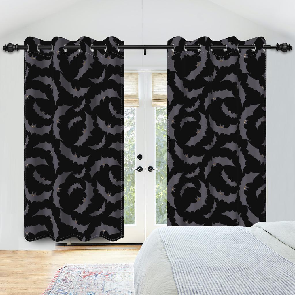 2 шт./набор Ужасы Хэллоуин Оконная занавеска Летучая мышь Паук Тыква Привидение Дом с привидениями Домашний декор Затемняющие шторы из полиэстеровой ткани