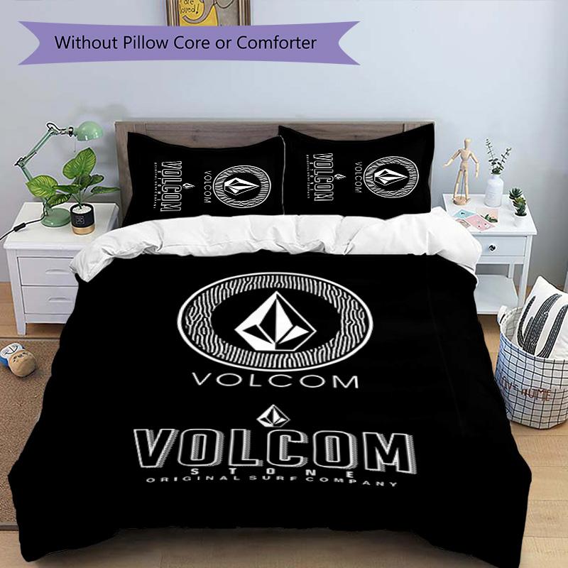 3pcs V-VOLCOM LOGO pattern bedding set duvet cover set includes duvet cover &pillowcases, perfect all season bedroom decoration & gift