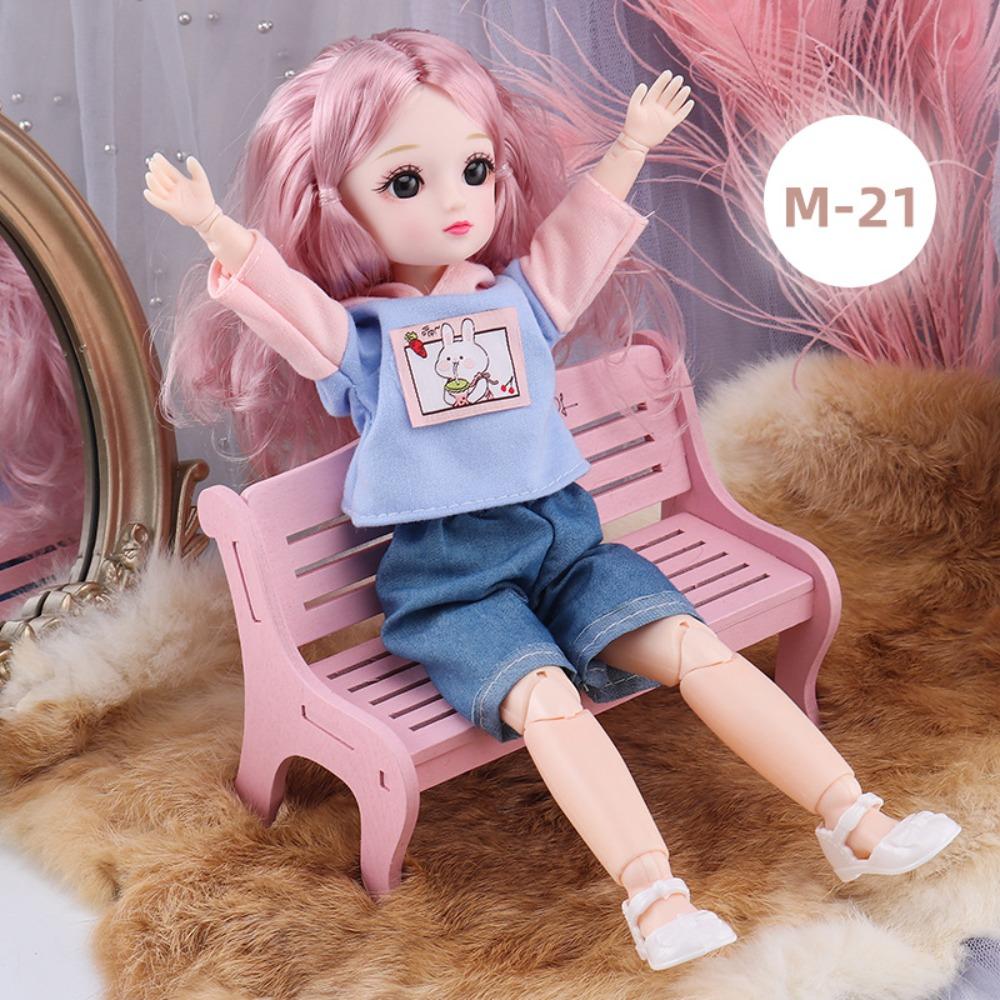 30cm BJD Doll 23 Moveable Joints Attractive Eyes Dress Up Anime Long Hair Toy