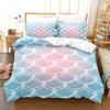 Laser Gradual Change Fish Scale 3D Digital Printing Three-Piece Set, Quilt Cover Pillowcase