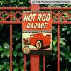 2D Flat, 1pc Vintage Hot Rod Garage Metal Sign - 8x12 Inch Retro 1950s Style Classic Hot Rod Car & Checkered Racing Design - Durable Aluminum Wall