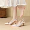apricot pointed high heels bag head sandals spring temperament socialite black single shoes women