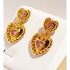 Серьги French Retro Twist Phnom Penh Love, женские, темпераментные, розовые, циркониевые, персиковые, сердечки, серьги женские 92