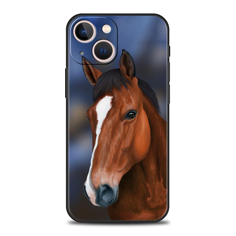 Чехол для телефона с изображением животного Лошадь для iPhone 17 16 15 14 13 12 Pro Max 11 Pro Max 17 AIR Plus Ударопрочный Мягкий ТПУ Чехол Fundas Capas