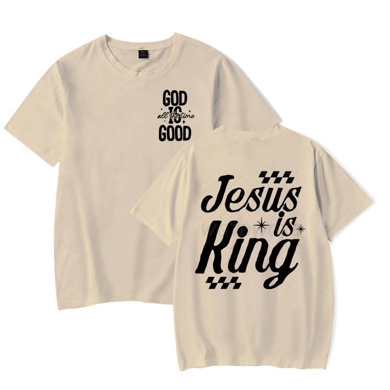 Gift for Christian Tshirt Unisex Women Jesus Is King Graphic Tee Crew Neck Fashion Summer Tops Jesus Religious Faith Based TShirt