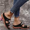 Women Slippers Embroider Flowers Leather Woman Sandals Summer Fashion Light Casual Wedges Slip On  Shoes for Women