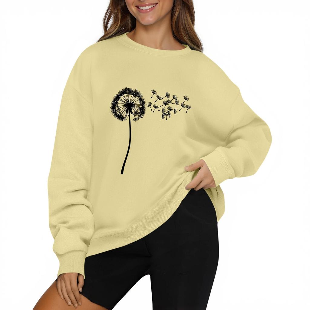 Женская модная повседневная толстовка с длинным рукавом и круглым вырезом с принтом