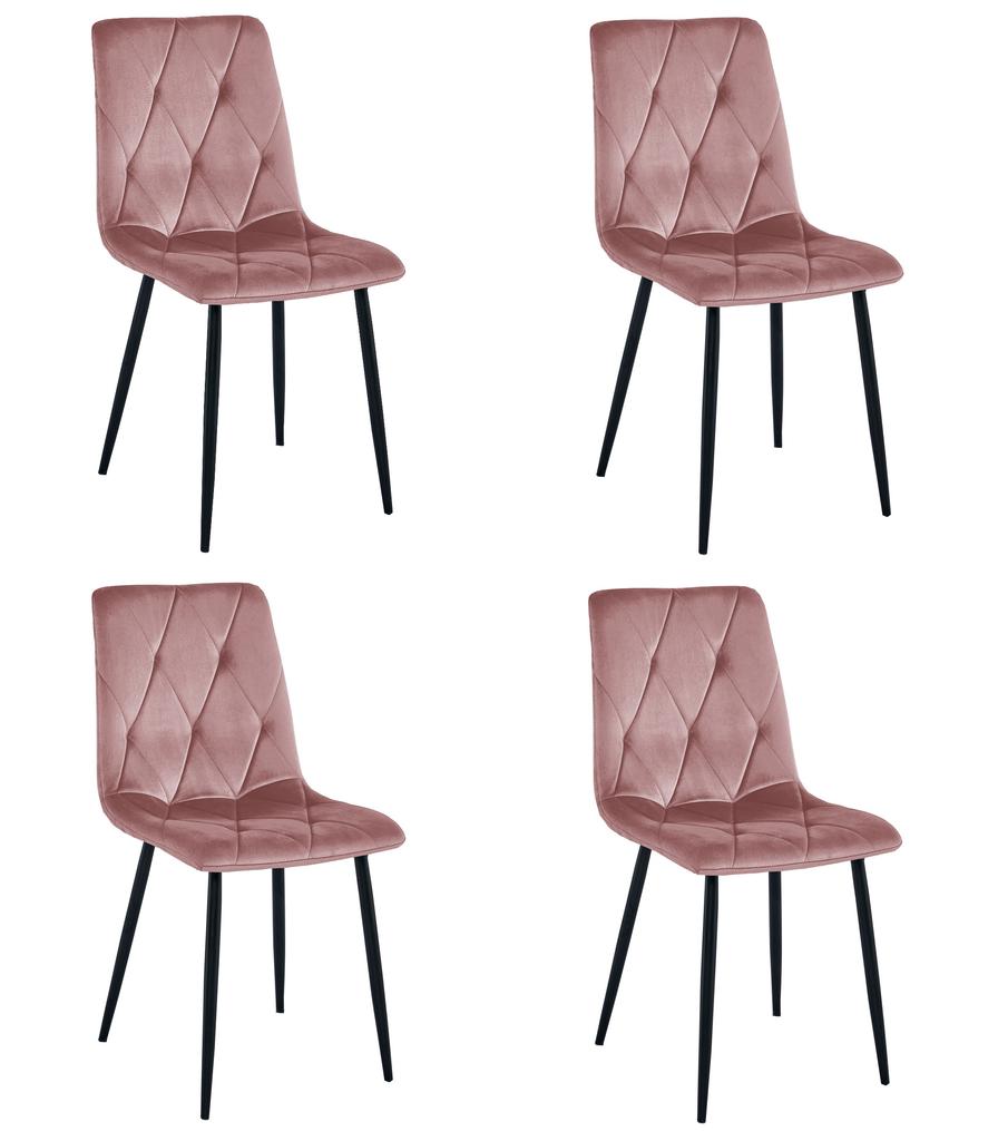 Libra Chair - Pink Velvet / Black Legs X 4