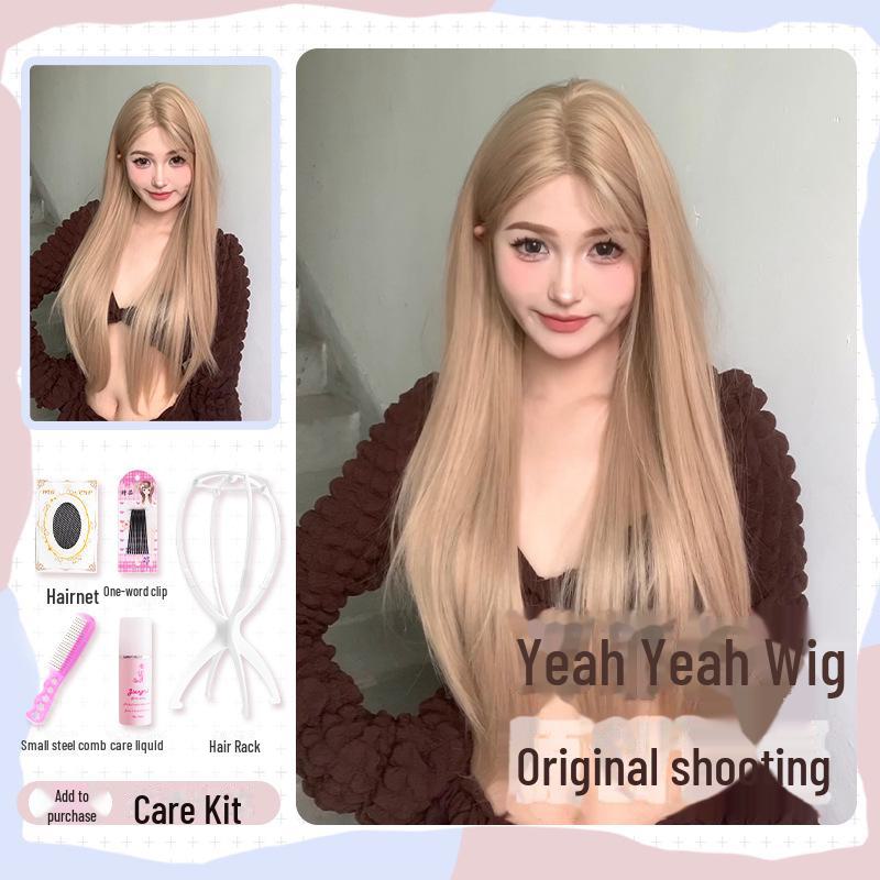 Длинный прямой парик Yeye Summer Style с кружевом - натуральный комплект на всю голову