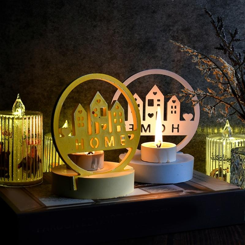 Home House Candle Holder Molds Love House Castings Moulds Candlestick Silicone Molds Plasters Molds for Home Decoration