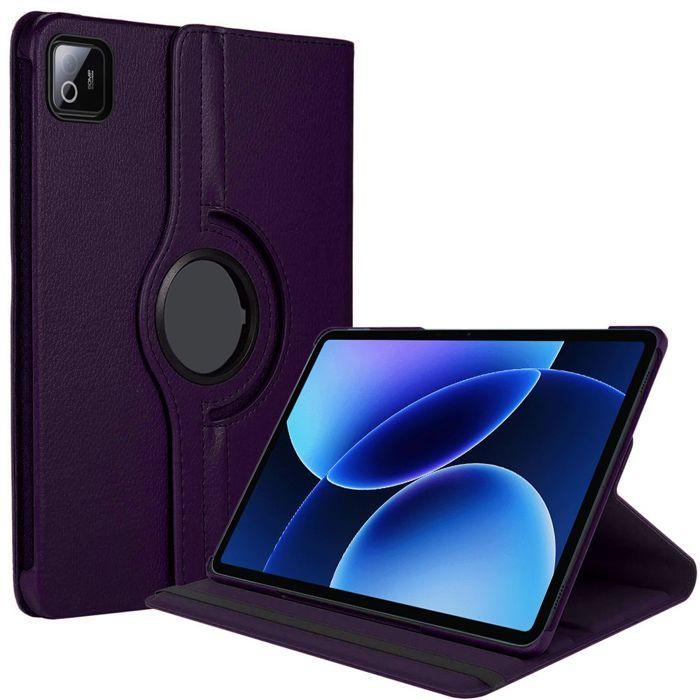 Coque pour Xiaomi Pad 8 / 8 Pro / 9, Etui Rotatif 360° Multi-Angle Antichoc Effet Cuir Violet