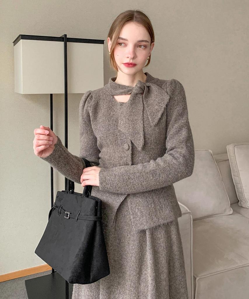 Baseukala [Set] Aden Wool Blouse+Long Skirt Set-Up (4Colors)
