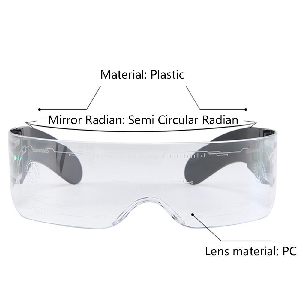 2pcs 7-Color Cyberpunk LED Visor Glasses for Cosplay Halloween Bar Club Party