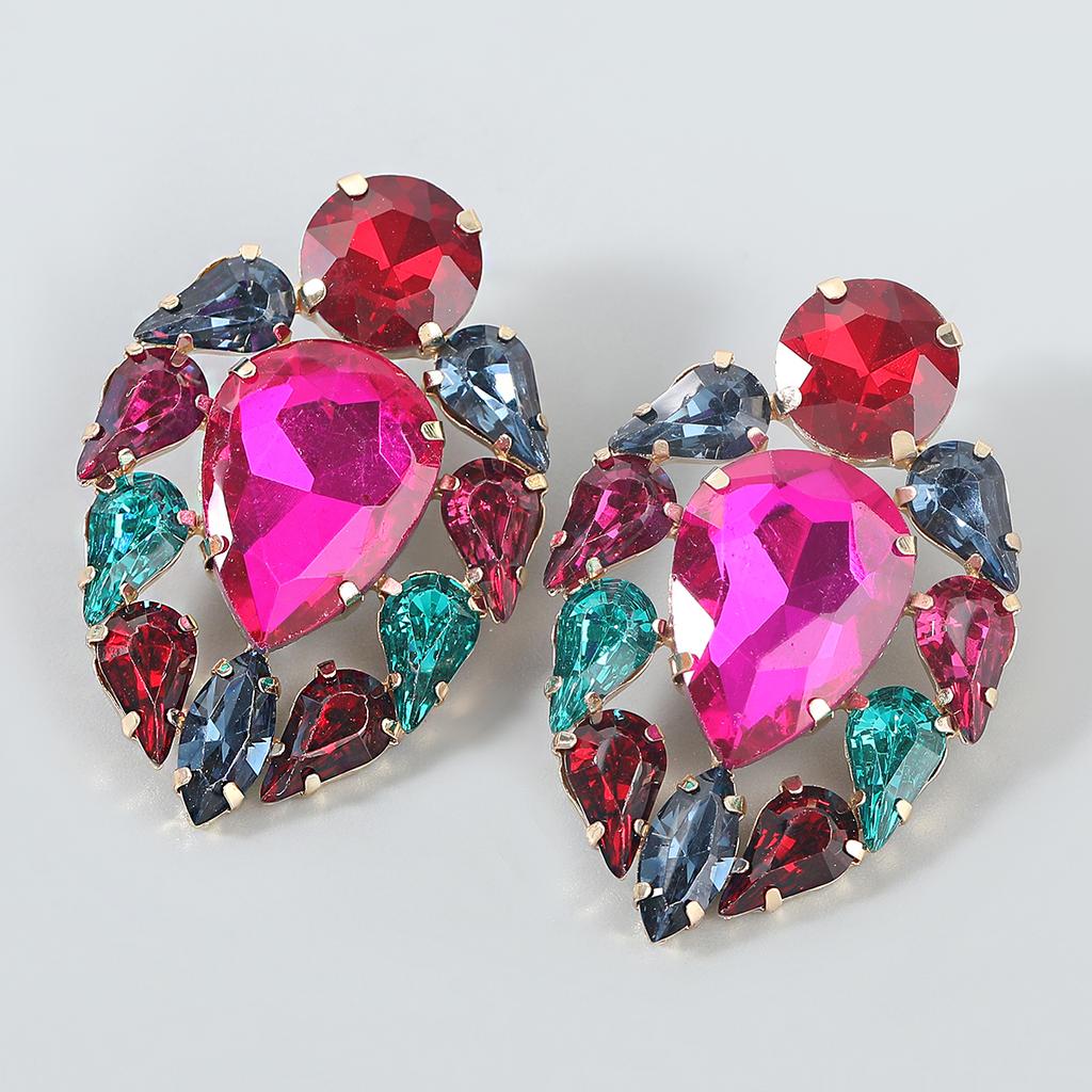 New Big Rhinestone Love Heart-shaped Pendant Women's Earrings Dinner Party Wedding Fashion Jewelry Accessories