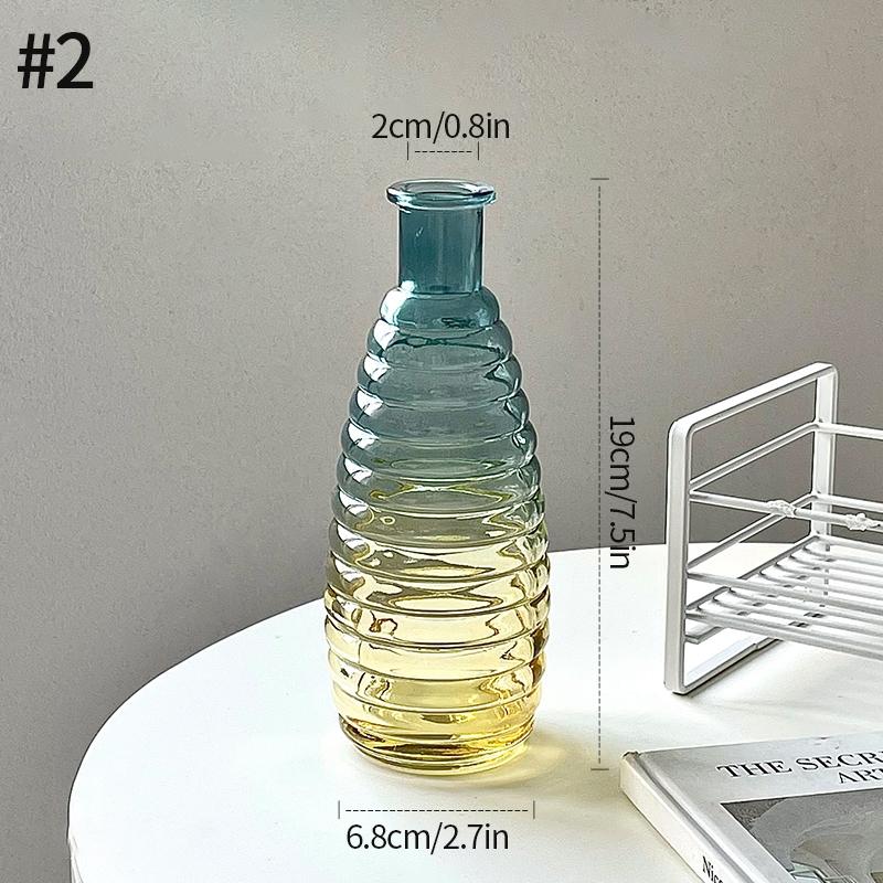 European Roman Relief Art Glass Vase Retro Transparent Glass Vase Mini Flower Bottle Hydroponic Systems Room Home Decoration