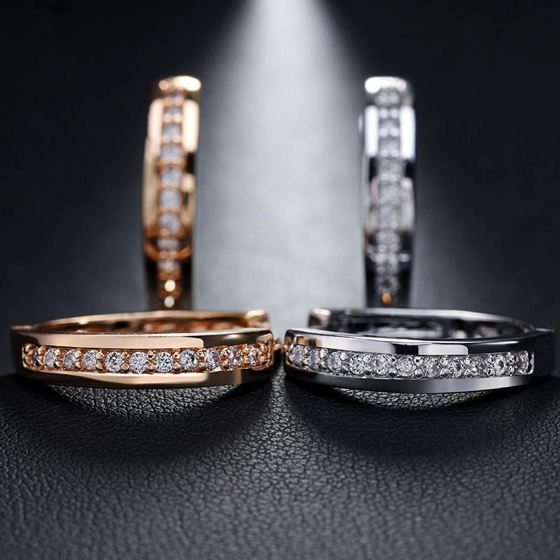 Brass Earrings Female Korean Version Simple Personality Small Fresh Earrings Temperament Earrings Diamond Zircon