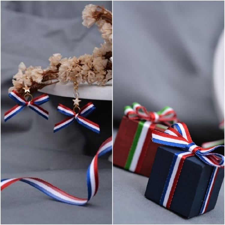 Redness White Blue Polyester Belt Ribbon for DIY Craft Gift Wrapping