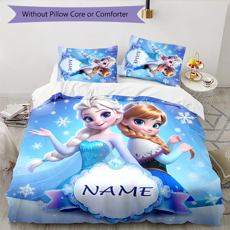 3pcs Frozen11 Cover Set - Personalized Name, HD Printed Bedding with 1 Cover and 2 Pillowcases - Perfect for Home Decor, Easy Care