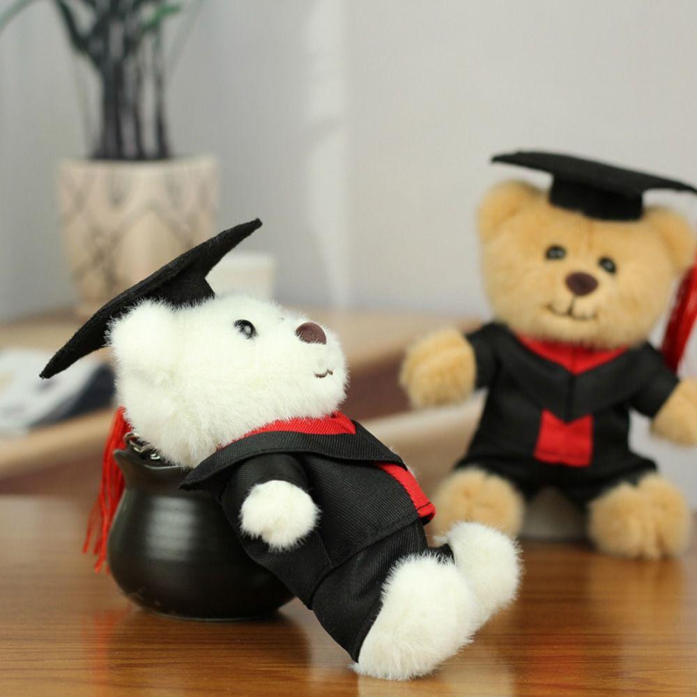 Stuffed Bachelor Bear Plush Pendant Pp Cotton Bear Animal Keychain Graduation Bear Doll Boys Girls