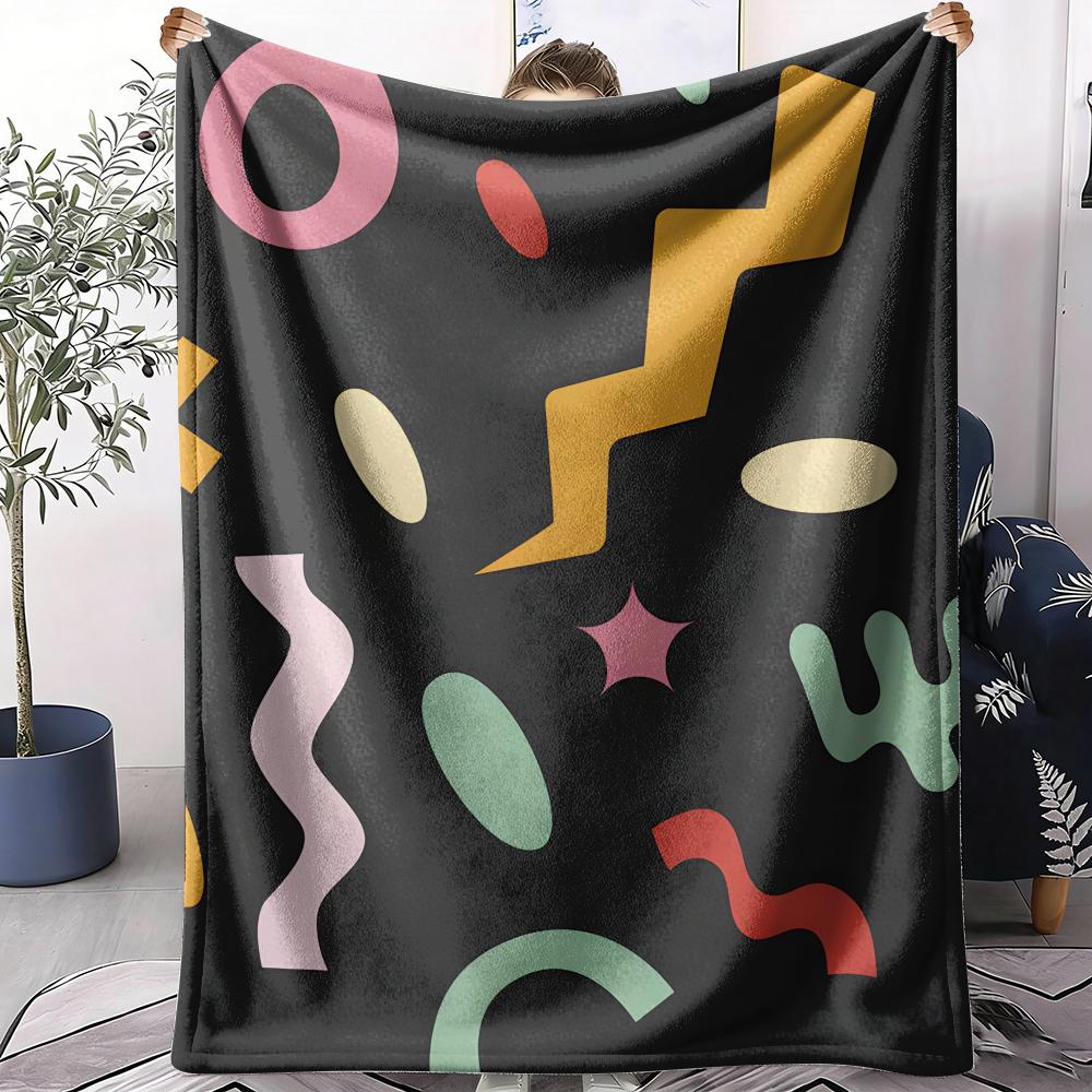 Colorful Vectors Throw Soft Flannel AC Blanket Lightweight Summer Nap Throw Cozy Blanket for Sofa Bed Travel Home