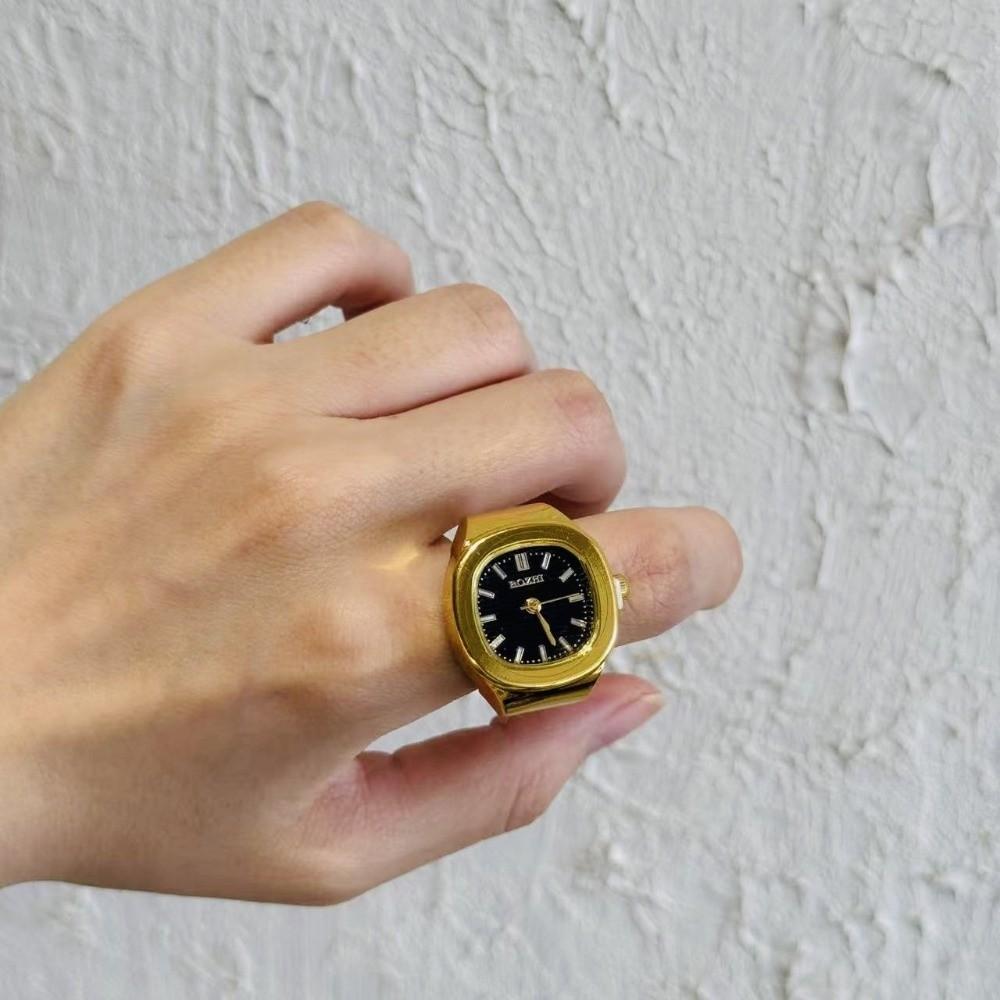 Punk Rings Jewelry Clock Heart Shape Finger Watch Ring Cool Roman Quartz Watch Women