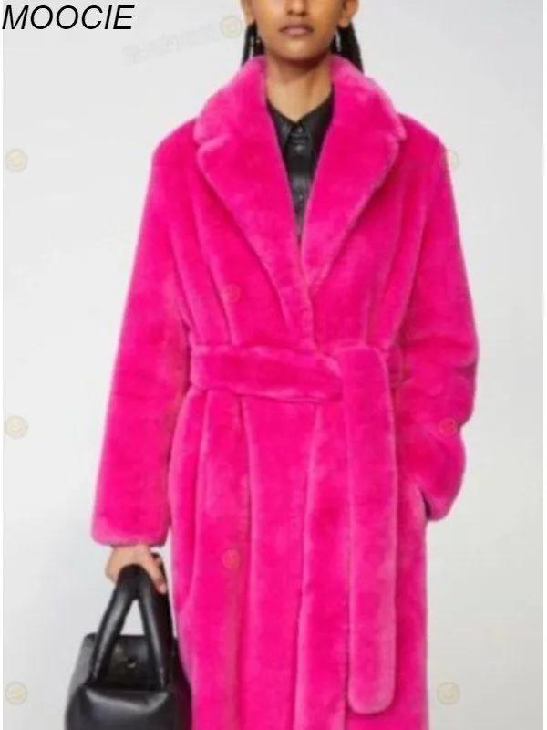 Зимняя шуба из искусственного кролика, шуба из искусственной норки для женщин