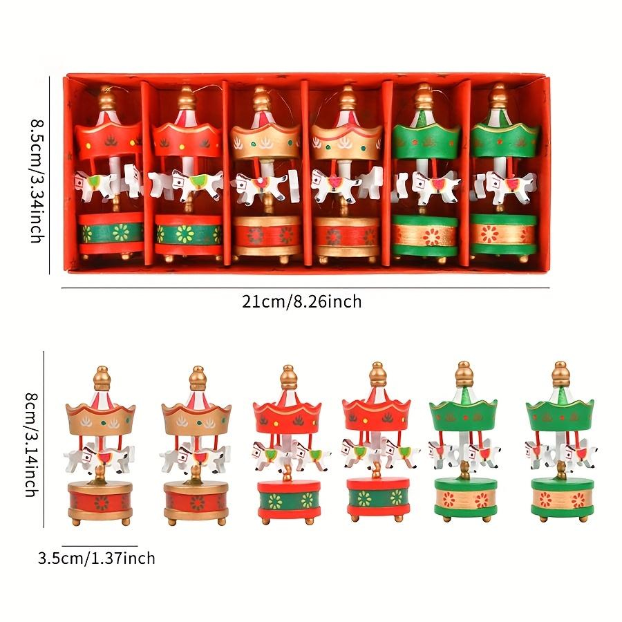 6 шт./коробка Рождественская деревянная карусель Лошадь Миниатюрные украшения Подвеска для подвешивания на елку Новогодний подарок Игрушка для ребенка Украшение для дома/вечеринки