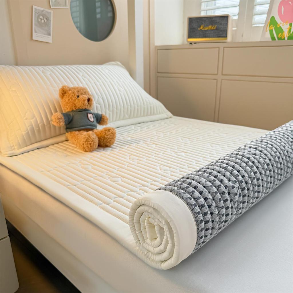Quilted Dormitory Bed Mat Set: Thin Pad, Bunk and Double Bed Protector, Pillowcase, Mattress Cover