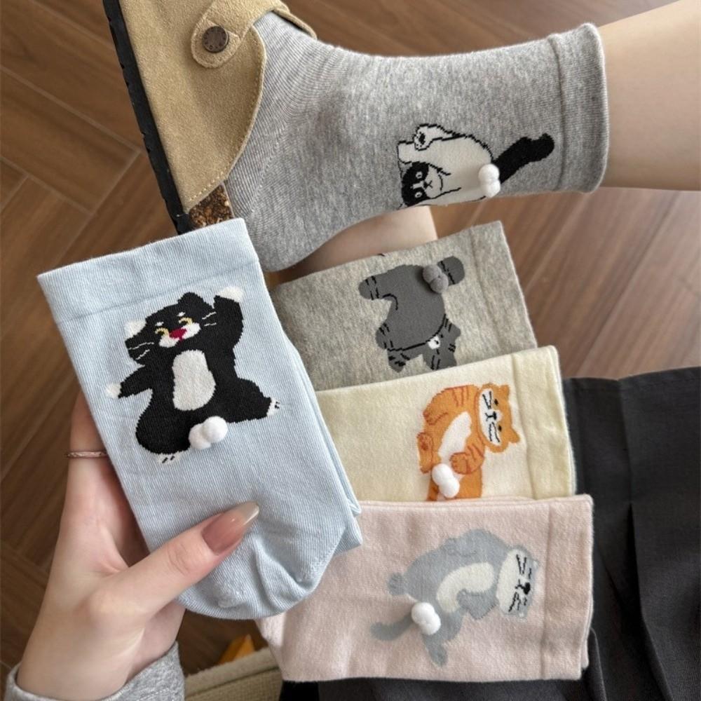 Soft 3D Cat Socks Breathable Comfortable Cotton Socks Cute Creative Cartoon Cat Socks All Seasons