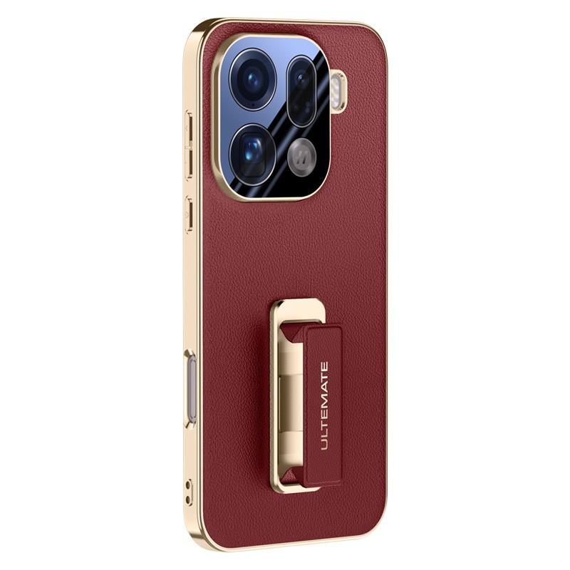 Slim Leather-Texture Phone Case With Wrist Strap Kickstand OPPO Find X9 Pro Full Camera Protection