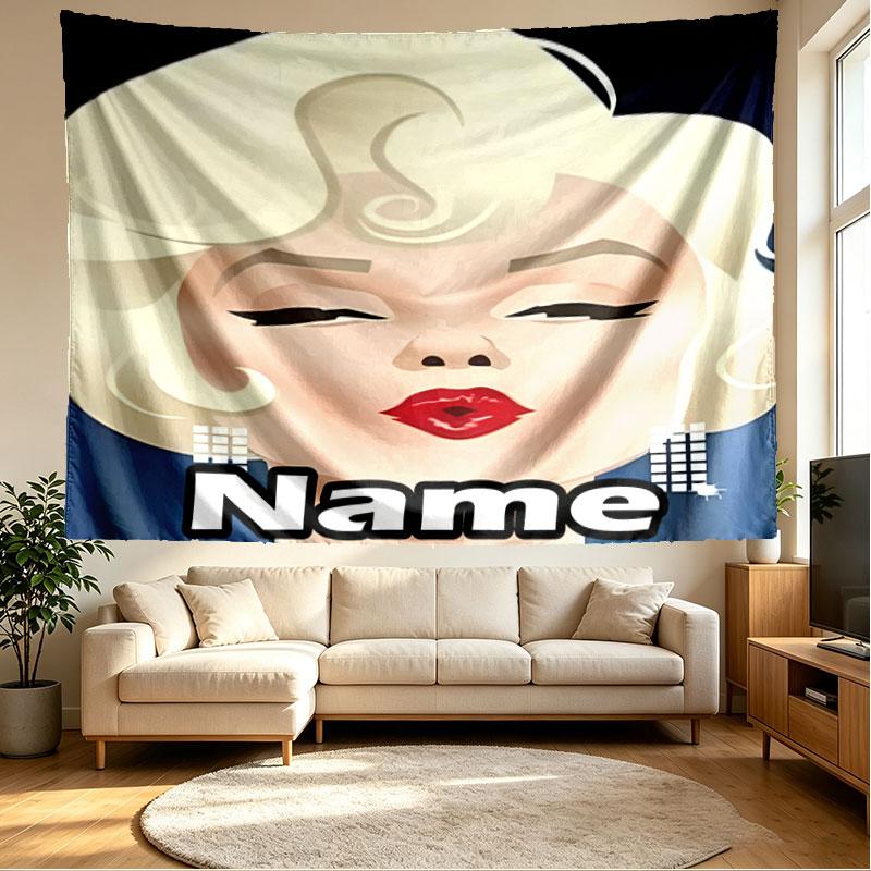 Custom Name Personalized Marilyn Monroe Print Tapestry, Wall Art Decor, Bedroom, Dorm, Apartment, LivingRoom, Party Backdrop, Gift for Birthday