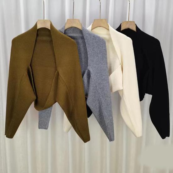 Женский вязаный кардиган-шаль свободного кроя с рукавами «летучая мышь», однотонное вязаное пальто короткого стиля, шаль-пальто для осени и зимы