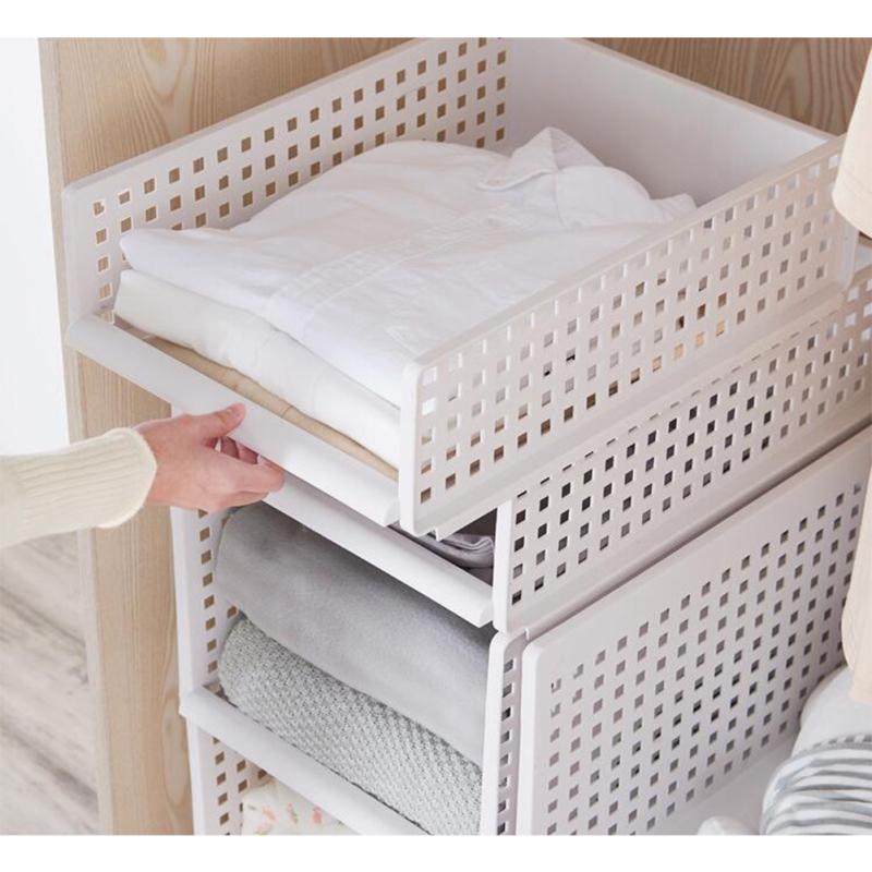 Складная штабелируемая корзина для хранения с выдвижным ящиком для гардероба в спальне