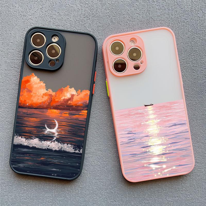 Для iPhone 16 13 Pro Max Модный синий чехол с морским пейзажем для iPhone 15 14 7 8 Plus XS X XR 16 13 12 11 14 15 Pro Max