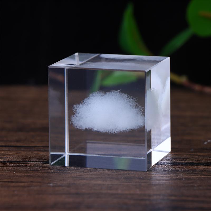 Кристаллический куб 4 см - 3D внутренняя гравировка Луна/Сердце Галактика Парящий декор, Настольное украшение Подарок для женщин/мужчин