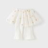 David Bella Girls' Class a Skirt Pants Children's Knitted Flared Pants 2026 New Spring Collection Baby Girl Mesh Pants