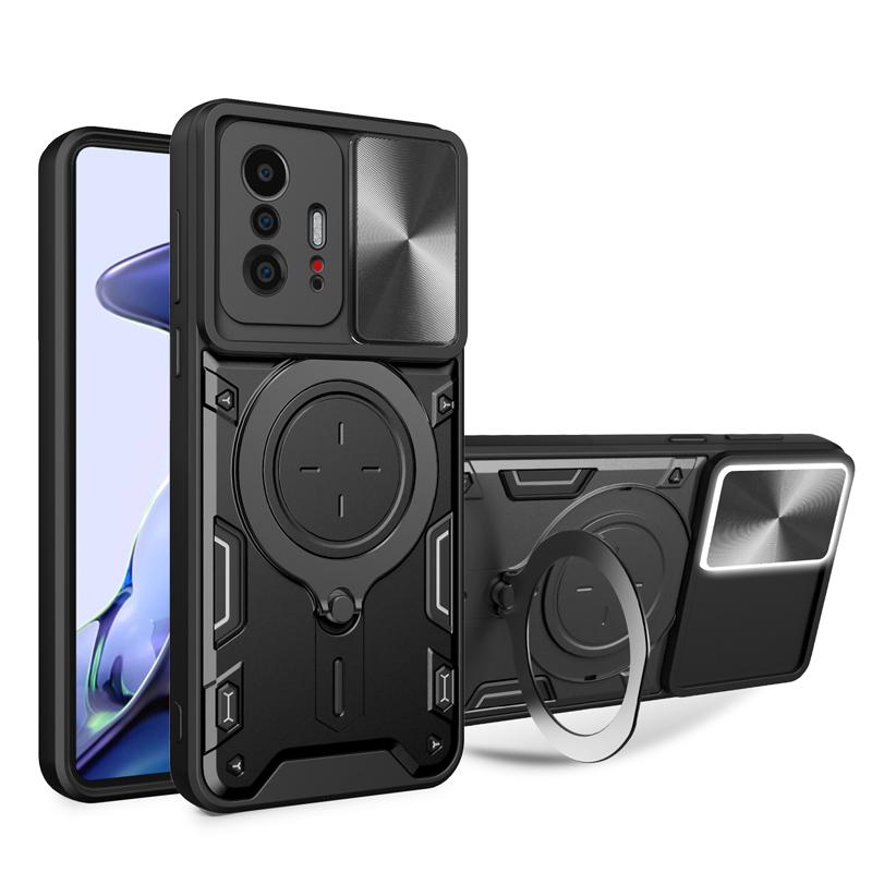 Роскошный противоударный бронированный чехол для Xiaomi Mi 11T 12T 13 Pro Lite Mi11T Mi12T 5G с противоударным кольцом-подставкой, держателем, полностью сдвижными крышками
