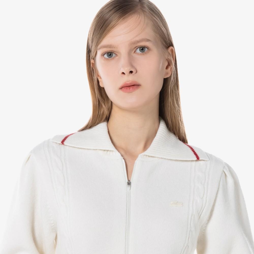 [Lacoste] Women's Short-Sleeve Zip-Up Cardigan AF800E-54N70V