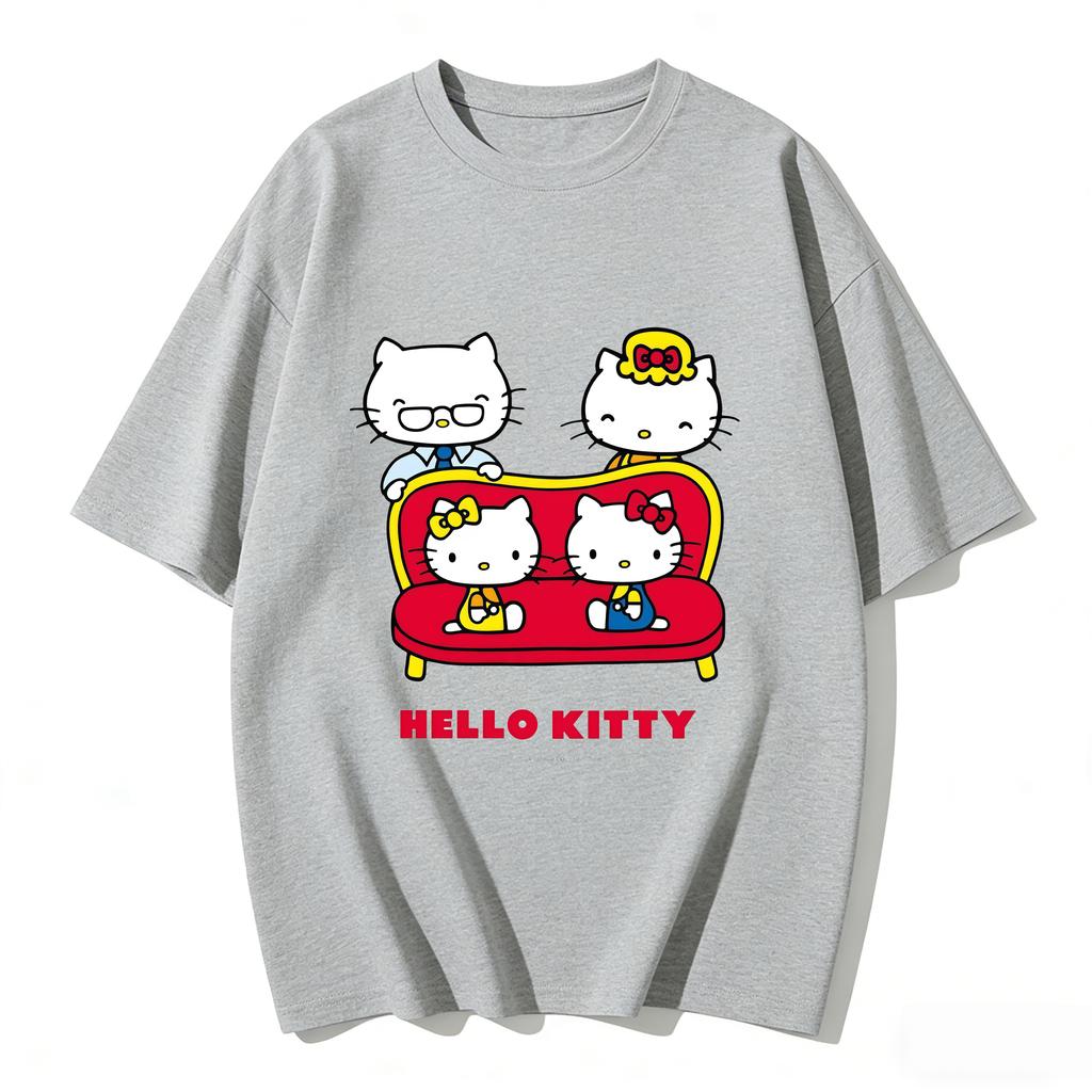 2026 Hello Kitty Tee soft cotton short sleeve crew neck cute print lightweight summer top for Women daily casual wear