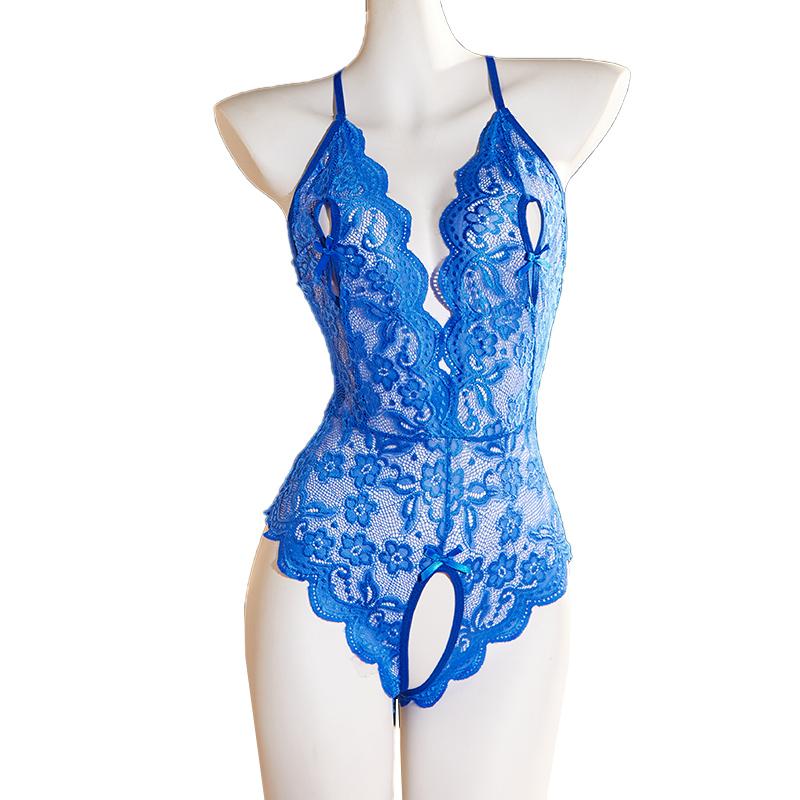 Transparent Sexy Lingerie For Woman Lace Bra Sets Crotchless Bodysuit Female Erotic Costume Sexy Deep V Neck Teddy Underwear Set
