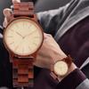 Red Wood/Maple Wood/Ebony Full Wood Quartz Men's Wristwatch Rose Gold Pointers Vintage Wooden Bangle Male Watches Folding Clasp