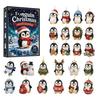 Christmas Gift for Children Antarctic Penguin Advent Calendar, 24-Day Winter Countdown Box with Cute Holiday Toy Explorer Ornaments, 2D Acrylic