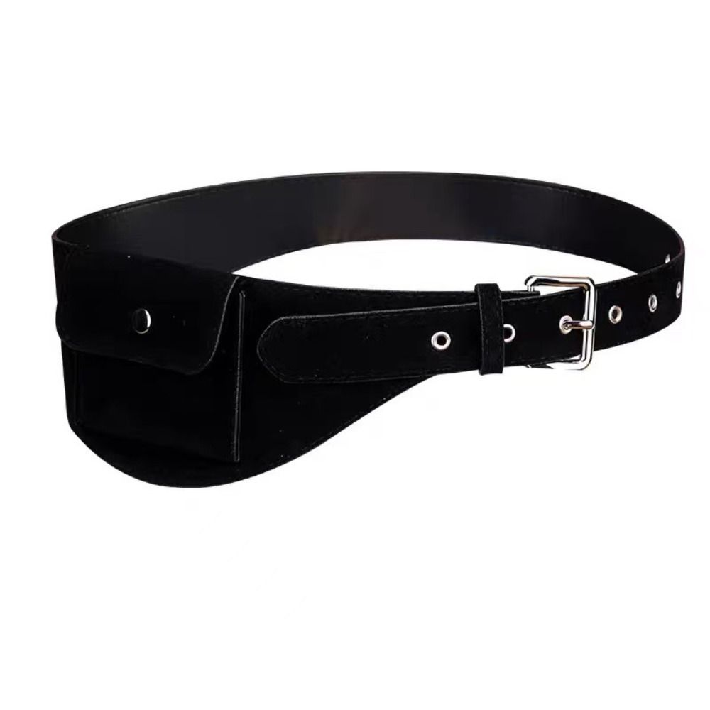 Korean Style Belt Waist Bag Wide Women Belt Bag Portable Suede Cummerbunds Female