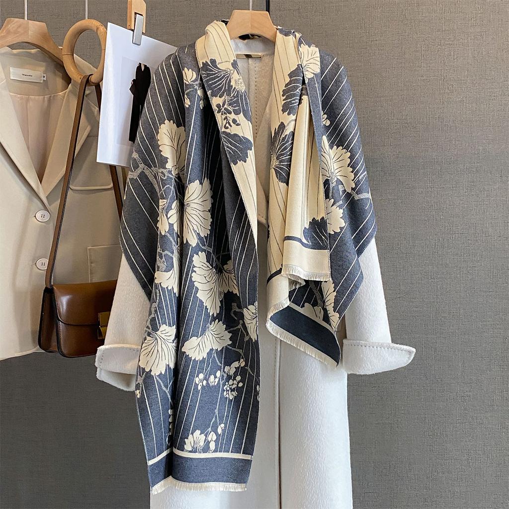 Women Autumn Winter Thick Warm Blanket Luxury Retro Fashion Striped Scarf Lady Cashmere Scarves Bufanda Poncho Echarpe Pashmina