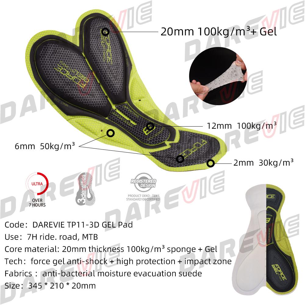 DAREVIE Cycling Bib Shorts Men Gel Pad 6H Ride Men's Cycling Shorts Pro Team Italy Pad Men Cycling Shorts 7 CM Leg Gripper MTB