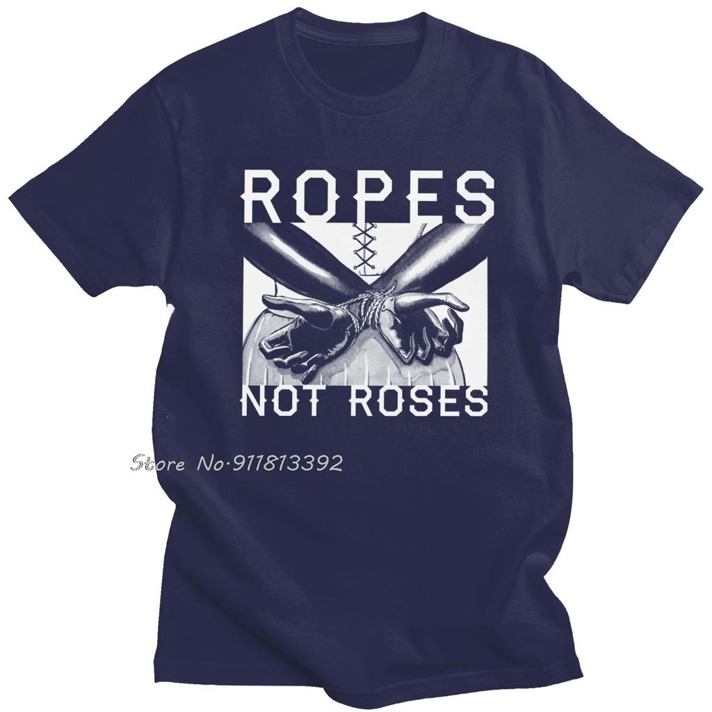 Мужская футболка Ropes Not Roses Clench Shibari Мужская хлопковая футболка Подчиненный Рабская игра Сексуальная футболка для сабмиссива Оверсайз Уличная одежда