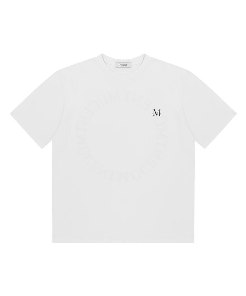 MUCENT Signature Back Round Logo Loose Fit Short Sleeve T-Shirt (White)