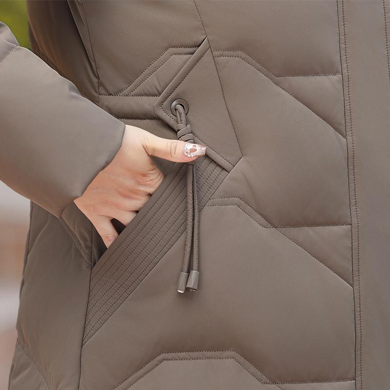 Зимний пуховик для женщин с воротником из натурального меха, длинные парки с капюшоном, элегантное толстое теплое пуховое пальто, женская верхняя одежда