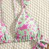 New sexy European and American style floral cashew flower print women's ruffle edge bikini two-piece swimsuit bikini